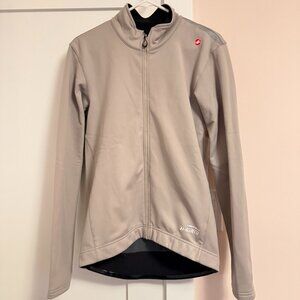 Castelli Ristretto Winter Cycling Jacket Tan XL Reflective Stripes with Pockets